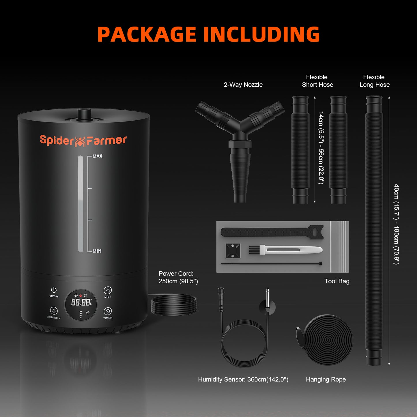 6L Cool Mist Humidifier Ultrasonic with Temperature & Humidity Probe for Plants Indoor Grow Tent