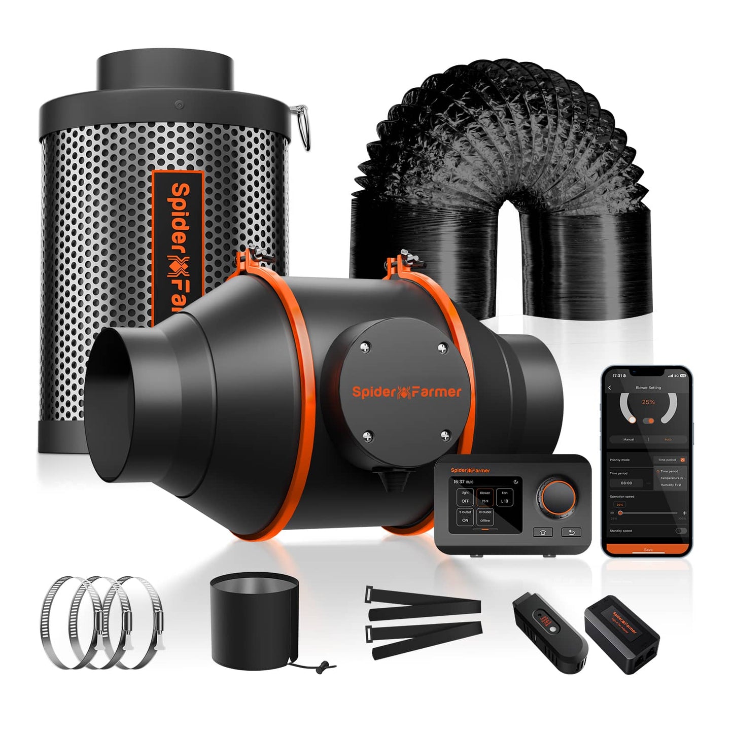 4-Inch Inline Fan 205CFM Combo with GGS Controller Kits Ventilation System