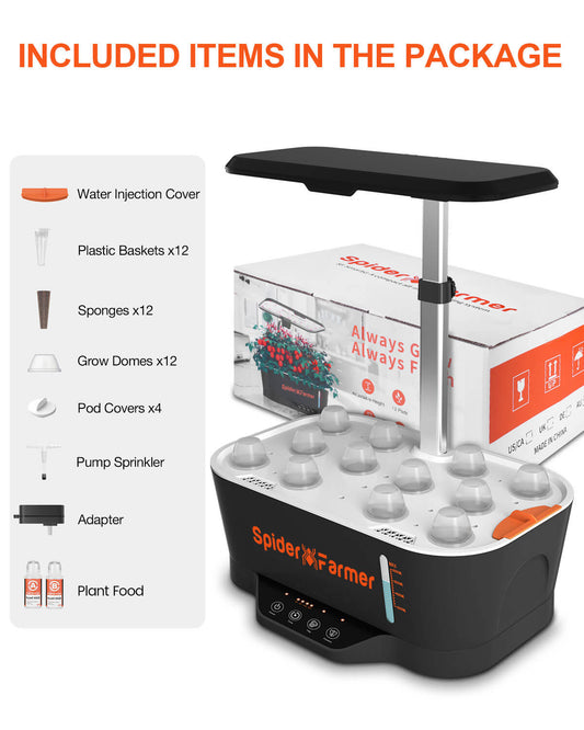 SmartG12 Hydroponic Gardening System Kit, 36W LED Grow Light, 12 Pods Indoor Herb Garden, 6L Water Tank