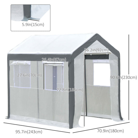 Outsunny Heavy-duty Walk-in Greenhouse 8' x 6' x 7.5' Outdoor Polytunnel for Vegetable Plant Growth Warm House