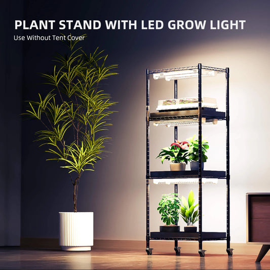 4 Tier Plant Stand With Grow Lights 54W, Plant Shelf with 1680D Grow Tent for Indoor Plant and Greenhouse