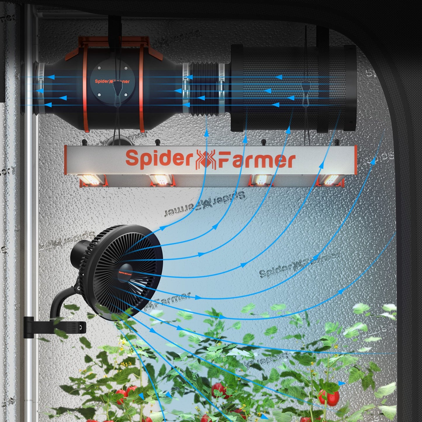 2’x2' Complete Grow Tent Kit SF1000 301H EVO Full Spectrum LED Grow Light 4” Ventilation System with with GGS Controller