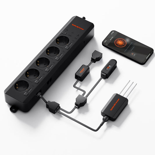 GGS AC5 Power Strip with 5 Outlets for Grow Tent Climate Control, Featuring Temperature, Humidity, VPD Monitoring, Scheduling, Historical Data Tracking, Bluetooth & WiFi Connectivity