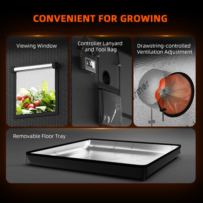 5’x5’x6.5' 150x150x200cm Indoor Grow Tent 1680D Hydroponic Plant Room for Optimal Plant Growth & Climate Control Grow Box