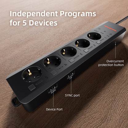 GGS AC5 Power Strip with 5 Outlets for Grow Tent Climate Control, Featuring Temperature, Humidity, VPD Monitoring, Scheduling, Historical Data Tracking, Bluetooth & WiFi Connectivity