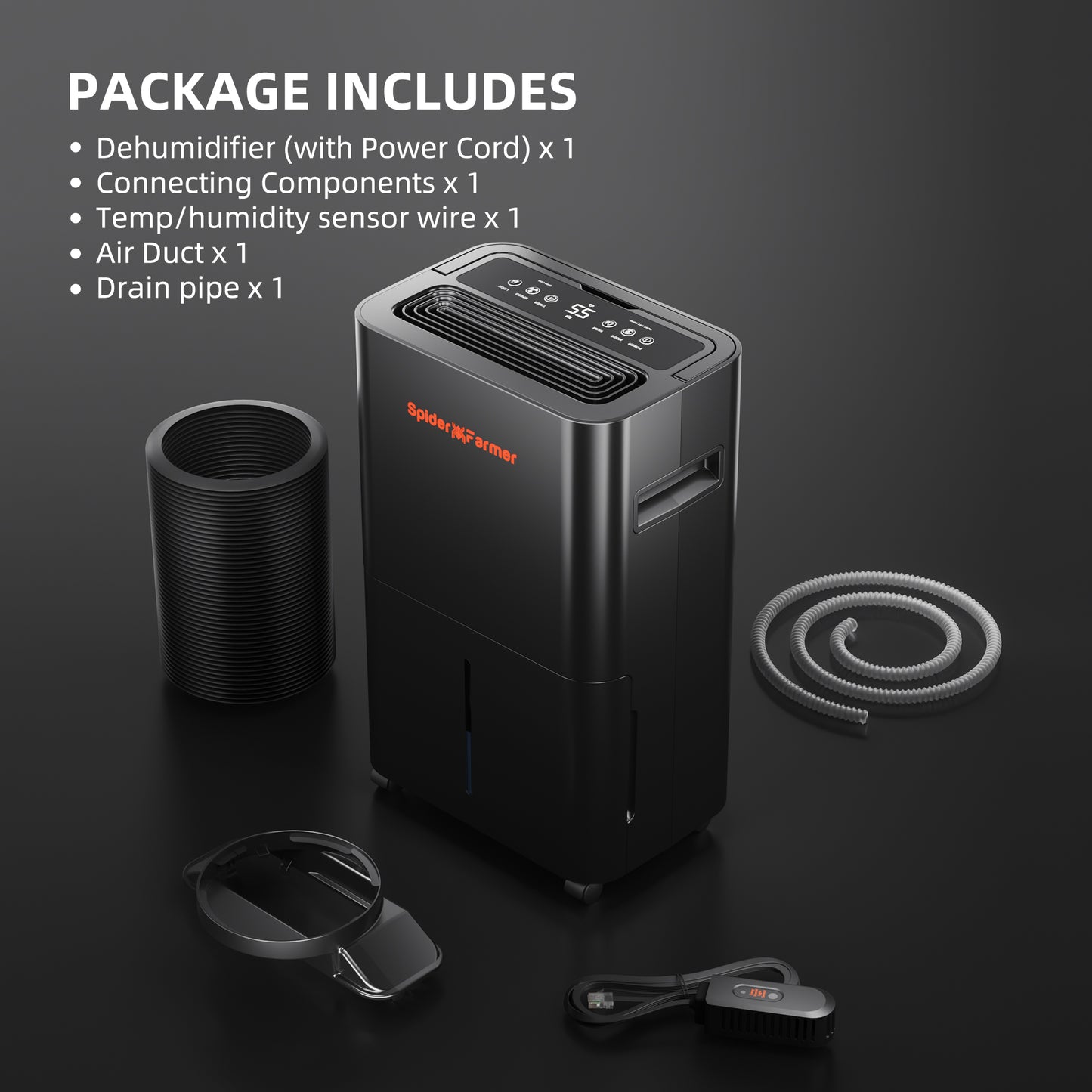 Dehumidifier – 2 Pint Smart Control with RJ12 Cable & Drain Hose