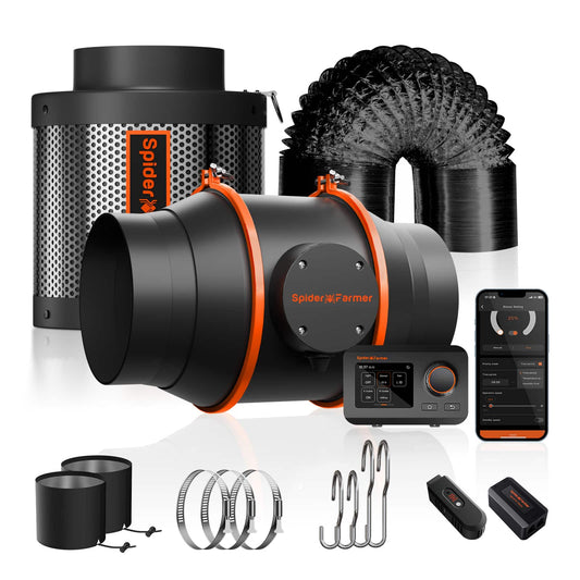 6 Inch Inline Fan Combo with GGS Controller Kits Air Cooling Grow Room Basement Ventilation