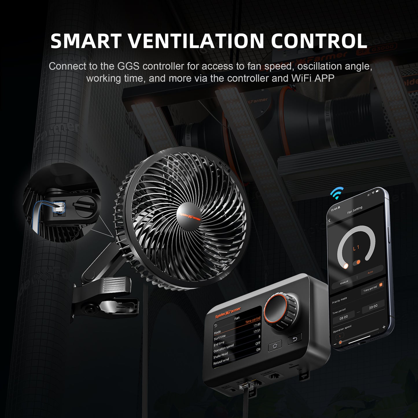 Clip Fan - 6-Inch, 10 Speeds Wind Control 10-Level Wide-Angle Oscillation, Waterproof