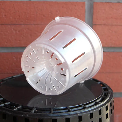 Hangable transparent slotted basket pot