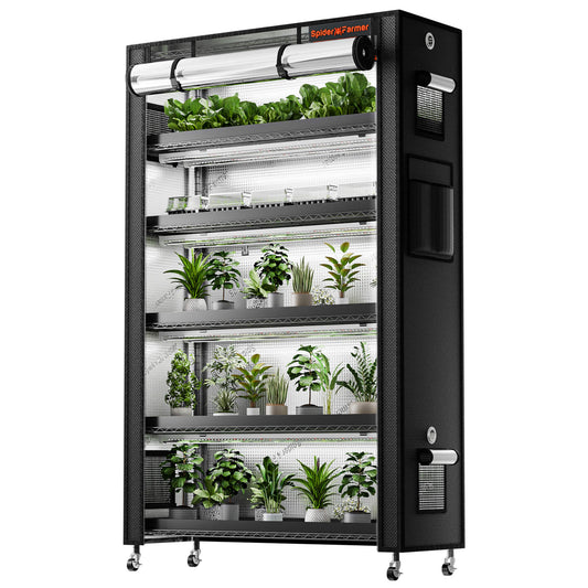6 Tier Plant Stand With Grow Lights 220W , Plant Shelf with 1680D Grow Tent for Indoor Plant and Greenhouse
