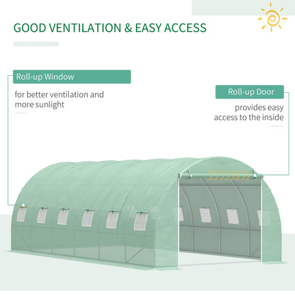 Outsunny 19.7'x9.8'x6.6' Large Walk-In Greenhouse Garden Plant Seed Growing Tunnel Shed Green