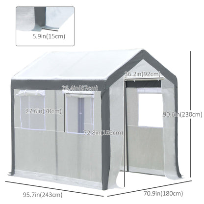 Outsunny Heavy-duty Walk-in Greenhouse 8' x 6' x 7.5' Outdoor Polytunnel for Vegetable Plant Growth Warm House