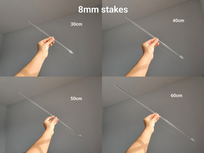 Straight Plant Stakes - Available In 6mm and 8mm Clear Acrylic