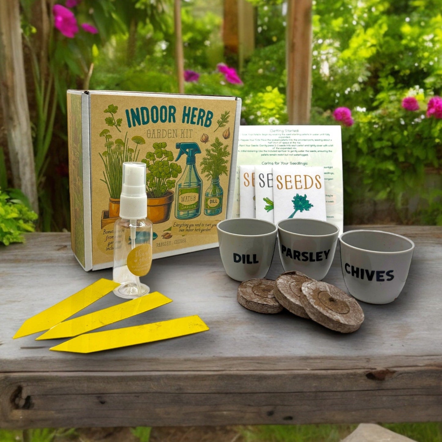 Indoor Herb Garden Starter Kit - Spring Planting - Parsley, Chives & Dill Seeds - Canadian