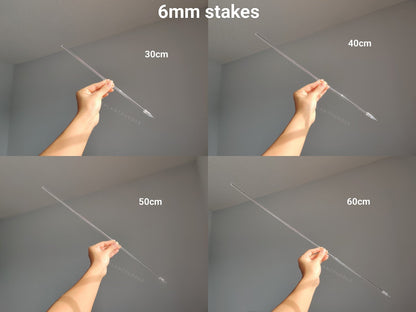 Straight Plant Stakes - Available In 6mm and 8mm Clear Acrylic