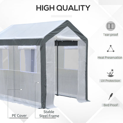 Outsunny Heavy-duty Walk-in Greenhouse 8' x 6' x 7.5' Outdoor Polytunnel for Vegetable Plant Growth Warm House